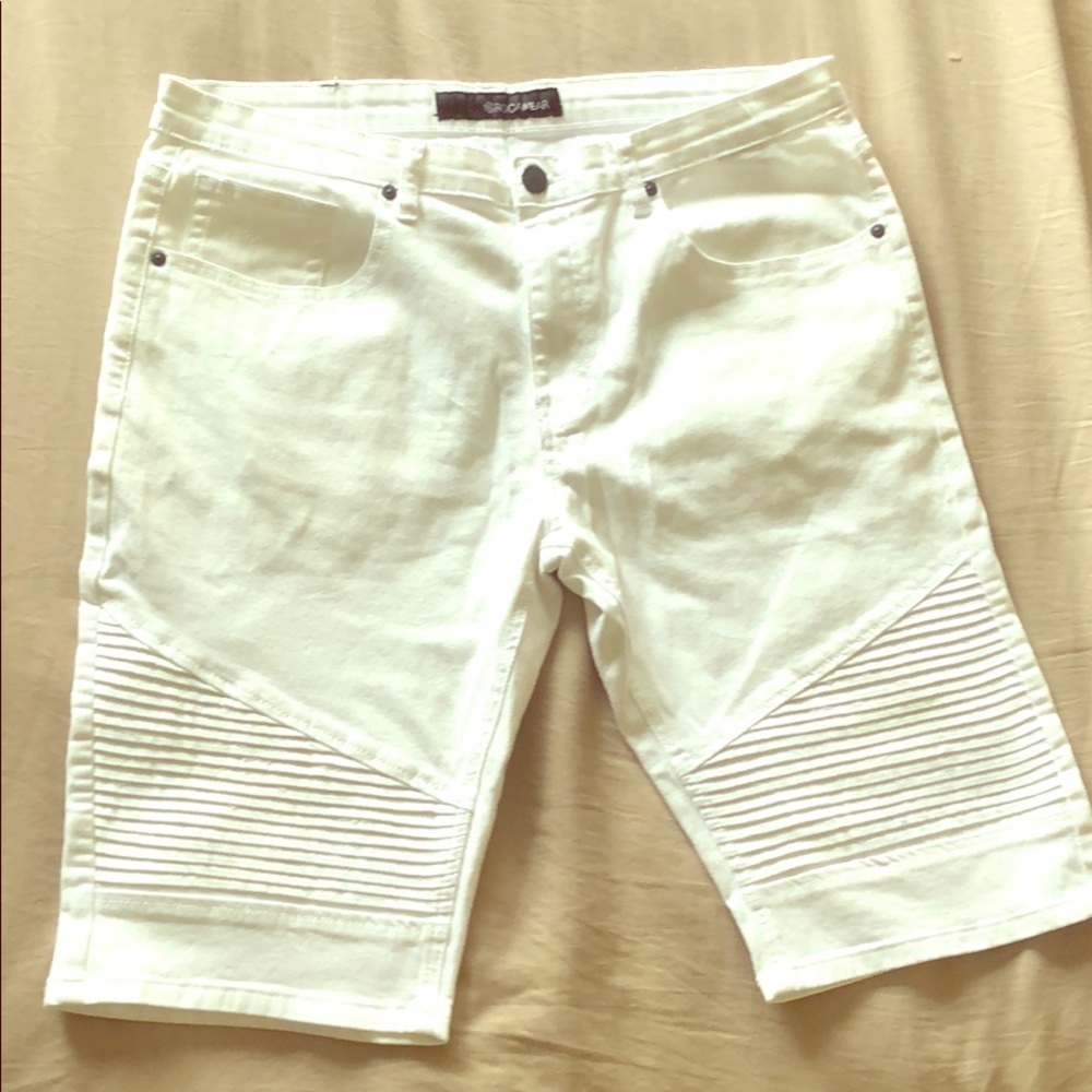 White denim shorts